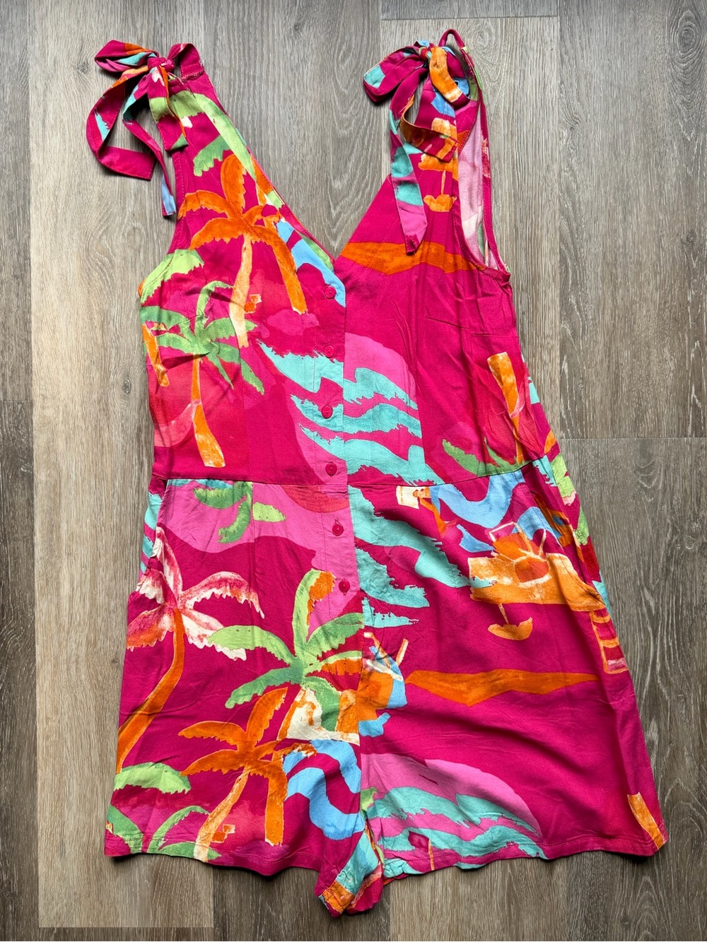 C&C California Multi-Color Tropical Palm Tie-Shoulder One-Piece